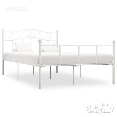 vidaXL Рамка за легло, бяла, метал, 140x200 cм(SKU:284519, снимка 1 - Спални и легла - 45609835