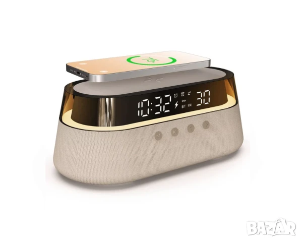 RGB Радиобудилник с функция за зареждане, 15W безжично зарядно устройство Qi, Bluetooth 5.0, снимка 1