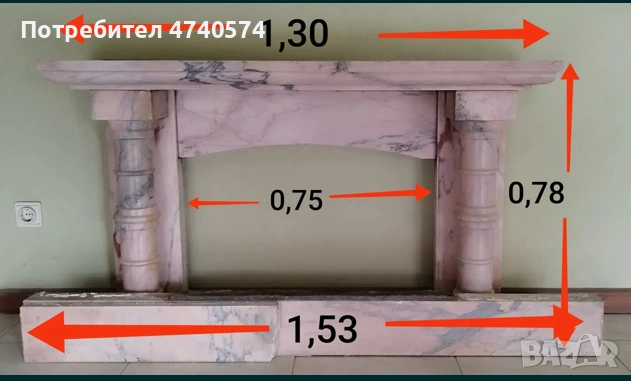 Камина от розов Мрамор , снимка 2 - Камини - 53635603