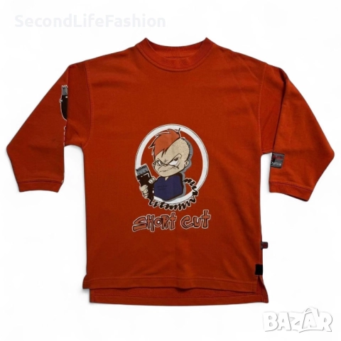 Мъжка тениска с дълъг ръкав Bad + Mad Vintage, размер S пуловер в оранжев цвят