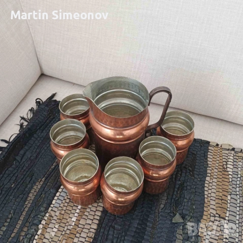 Сервиз за вино от кована мед, снимка 3 - Антикварни и старинни предмети - 52388807