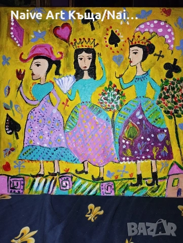 Картина платно маслени бои акрилни бои размер 42/42, снимка 3 - Картини - 53774935