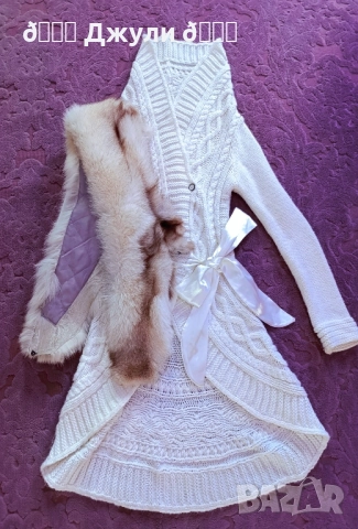 Плетено палто от ангора и сребърна лисица, снимка 10 - Палта, манта - 51679807