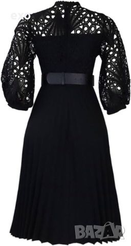 Черна рокля, Черна дантелена рокля, Официална черна рокля Елегантна черна рокля, снимка 4 - Рокли - 45791506