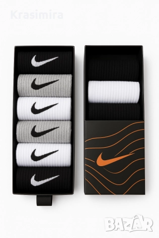 Nike чорапи – комплект 6 чифта (черни, бели, сиви, унисекс), снимка 2 - Други - 51865337