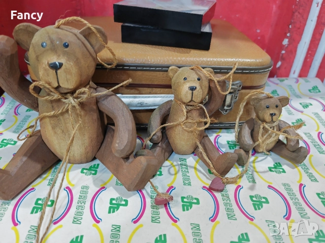 Ръчно изработени дървени мечета, снимка 2 - Антикварни и старинни предмети - 52481471