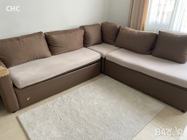 Ъглов разтегателен диван с размери 270/230 см. Холова гарнитура.