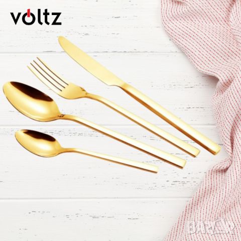 Прибори 24ч.Voltz OV51512A24, неръждаема стомана, сребърен/златен/черен, снимка 2 - Прибори за хранене, готвене и сервиране - 46384699