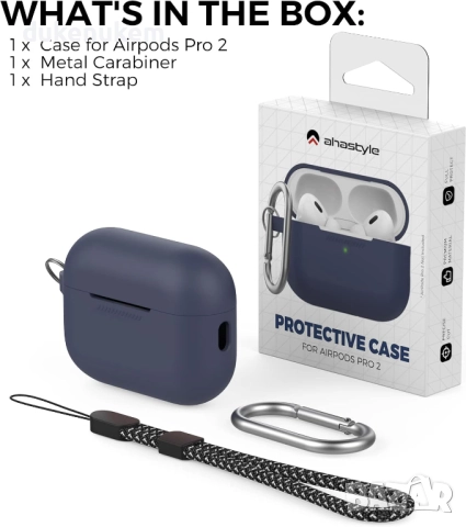 Силиконов калъф за AirPods Pro 2 с LED индикатор и карабинер, снимка 7 - Bluetooth слушалки - 51818341