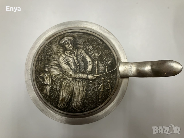 Калаена халба за бира с капак - Siam, Thailand, снимка 3 - Антикварни и старинни предмети - 53369700