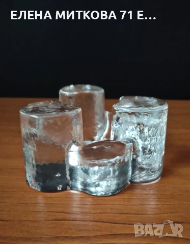 Масивен свещник от кристално стъкло сякаш изваян от лед, снимка 5 - Декорация за дома - 52819041