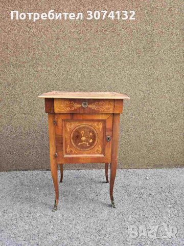 Шкафче с интарзия и обков от месинг, снимка 2 - Шкафове - 52776067