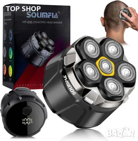 Самобръсначка за глава SOLIMPIA за мъже, 6D гъвкава глава, мокро/сухо, LED дисплей, снимка 7 - Електрически самобръсначки - 49937595