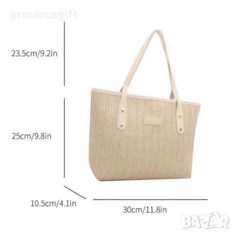 Дамска голяма чанта, налична в бяло, черно и кафяво, снимка 4 - Чанти - 51368035