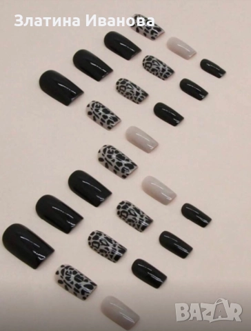 Самозалепващи изкуствени нокти 24 бр. + лепило в комплект, снимка 3 - Продукти за маникюр - 52736557