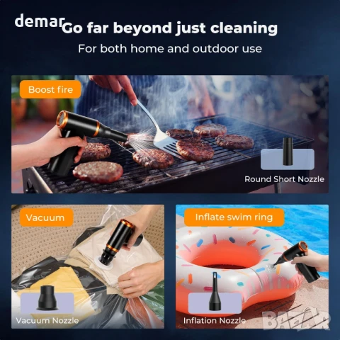 Електрическа прахоуловителка със сгъстен въздух K&F Concept, 300 000 об/мин, 3 скорости,акумулаторна, снимка 7 - Други стоки за дома - 50469121