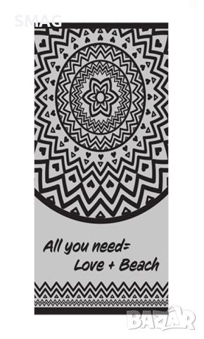 Плажна кърпа (хавлия) Grey Mandala 180x100см, снимка 1 - Други - 46370750