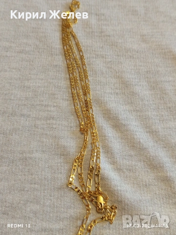 Златист ланец плетка тип ФИГАРО класически модел стил и елегантност 51240, снимка 5 - Колиета, медальони, синджири - 53463812