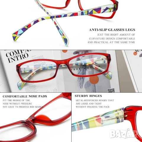 5 чифта очила за четене, стилни рамки с шарка, модни дамски очила за жени, + 0.5, снимка 9 - Слънчеви и диоптрични очила - 51423608