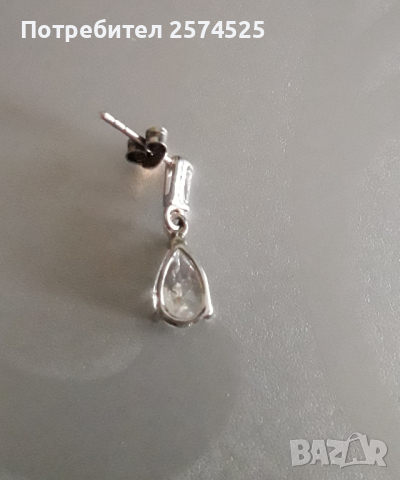 Вносни сребърни обеци с фацетиран кристал, снимка 4 - Обеци - 45039634