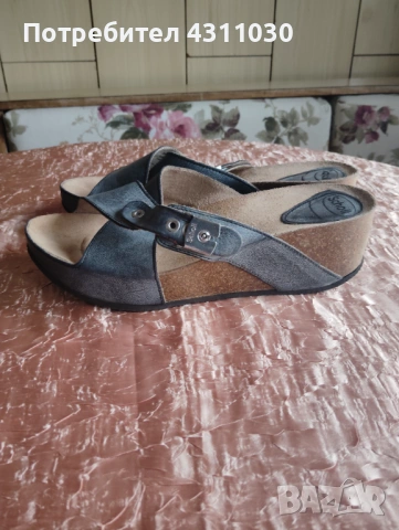 Дамски чехли Scholl естествена кожа 41 номер като ново, сиви