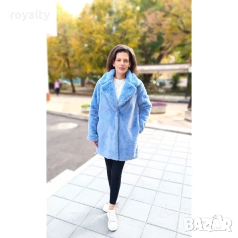 Зимно дамско палто от плюш