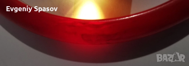 Ретро Гривна Фатуран Истински Бакелит от 1950те Червен Черешов цвят шарка при осветяване, снимка 18 - Гривни - 51949533