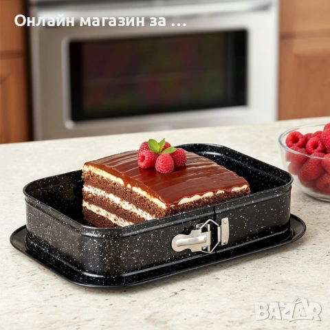  Правоъгълна форма за торта, пай, кекс и др. сладкиши, тефлоново покритие, падащо дъно 279071, снимка 3 - Съдове за готвене - 53232109