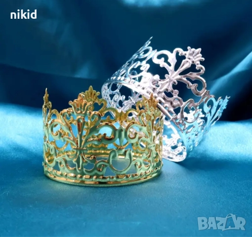 малка голяма Корона Тиара метална за украса декор на торта парти сребрист златист меден цвят, снимка 16 - Други - 27713898