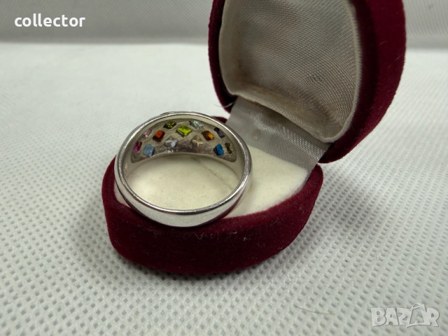 Сребърен пръстен с полускъпоценни камъни. №7765, снимка 7 - Пръстени - 52827876