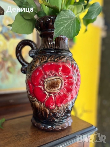 Керамична ваза Scheurich 60-70 те г. Западногерманска керамика (West German) , снимка 10 - Вази - 53641015