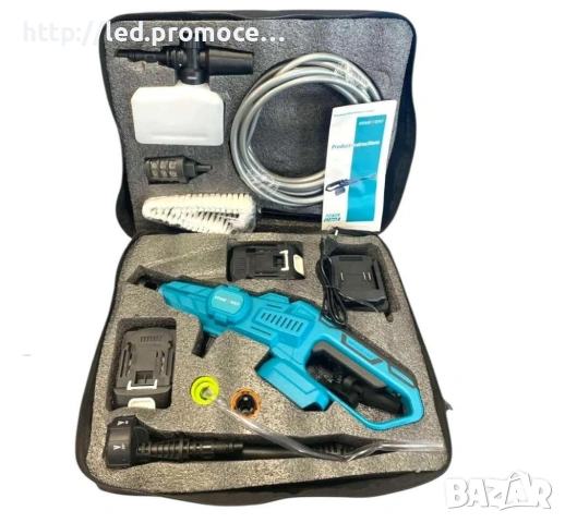 Акумулаторна Безчеткова Водоструйка с дисплей KraftRoyal 6в1, Включени 6 накрайника и 2 Батерии, 36V, снимка 4 - Други - 53359222