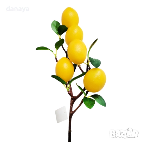 6069 Изкуствени лимони на клонка, 63 см, снимка 2 - Изкуствени цветя - 51709179