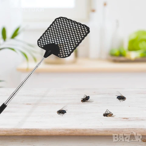 Мухобойка TAKUZA, комплект от 2 броя, разтегателна, с вградена стъргалка за комари, за отблъскване, снимка 4 - Други стоки за дома - 50841502