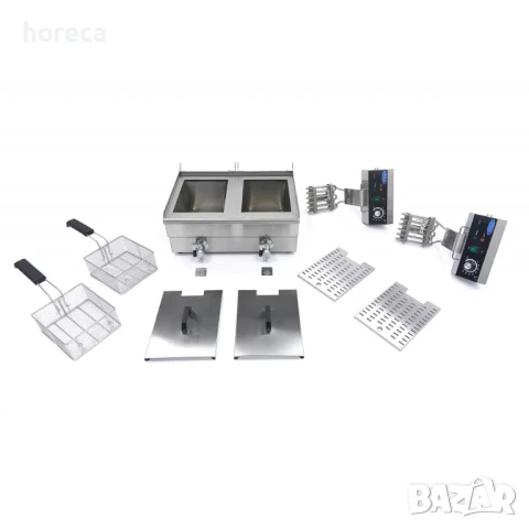 Фритюрник 2 x 10л - с кран 50°C до 200°C, снимка 7 - Обзавеждане на кухня - 50963146