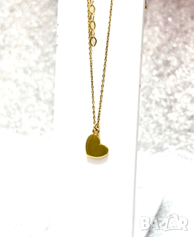 Тънко златно колие с плътно сърце-1,77 грама 14К (проба 585), снимка 5 - Колиета, медальони, синджири - 53814008