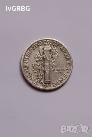 1 дайм САЩ 1941 ВСВ 1 дайм 1941 САЩ  Американска монета от Втората световна война СРЕБРО , снимка 2 - Нумизматика и бонистика - 45103555