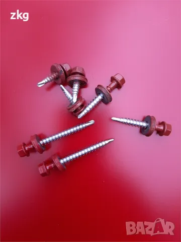 Цветни винтове самопробивни с шайба и уплътнение за монтаж на ламарина, снимка 6 - Железария - 49644839