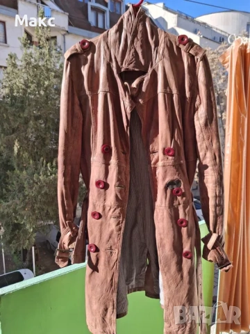 Кожено кафяво яке, снимка 2 - Якета - 53757995