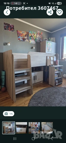 детско легло с бюро и шкаф, снимка 2 - Спални и легла - 53849953