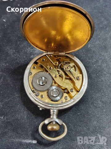 Швейцарски СРЕБЪРЕН джобен часовник 1900г. с позлата - 10 РУБИНА - ПРОМОЦИЯ, снимка 11 - Джобни - 50040865