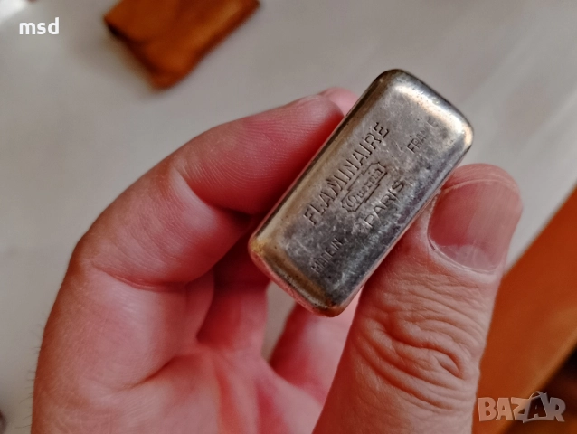 Посребрена френска запалка Flaminaire, снимка 3 - Запалки - 52262185