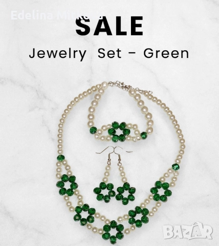 ✨ Ръчно изработен комплект бижута – перли и кристали ✨, снимка 2 - Бижутерийни комплекти - 52477765