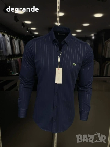 Мъжка Риза Lacoste в Ментово Светло и Тъмно Синьо, снимка 2 - Ризи - 53050022