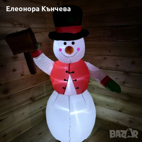 Снежен човек,надуваем,LED светлини,многоцветен 