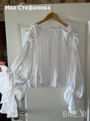🤩 Нова разкошна сатен елегантна бяла блуза топ буфан ръкав барок бароков стил. , снимка 2 - Корсети, бюстиета, топове - 45299399