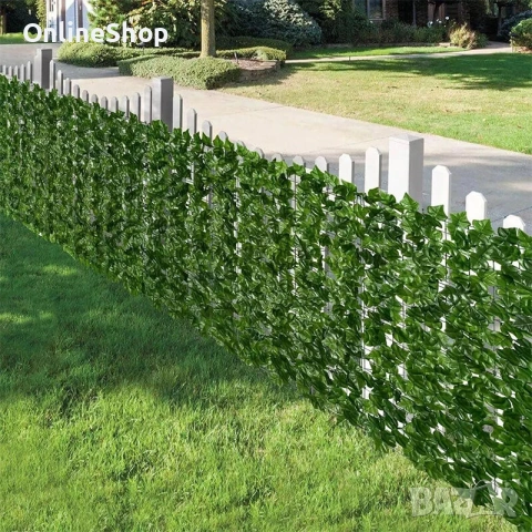Ограда от зелени листа - панел за уединение с реалистичен вид 3 x 0,5м, снимка 15 - Други - 53603807