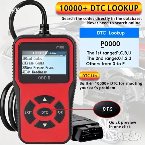 V100 OBD2 автомобилен диагностичен кодочетец, снимка 3 - Аксесоари и консумативи - 47422260