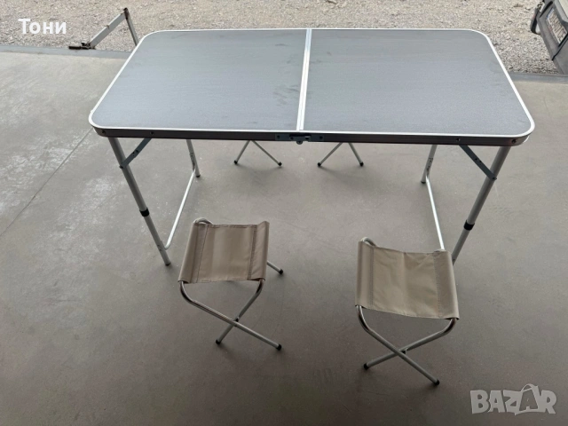 Комплект сгъваема къмпинг маса с 4 стола, регулируема височина, дизайн "куфар" , снимка 8 - Къмпинг мебели - 53955124