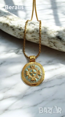 Beralis Зелено дълго колие с медальон, снимка 3 - Колиета, медальони, синджири - 53495276